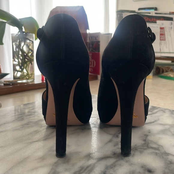Prada Suede Cutout Accent Pumps - Picture 2 of 6